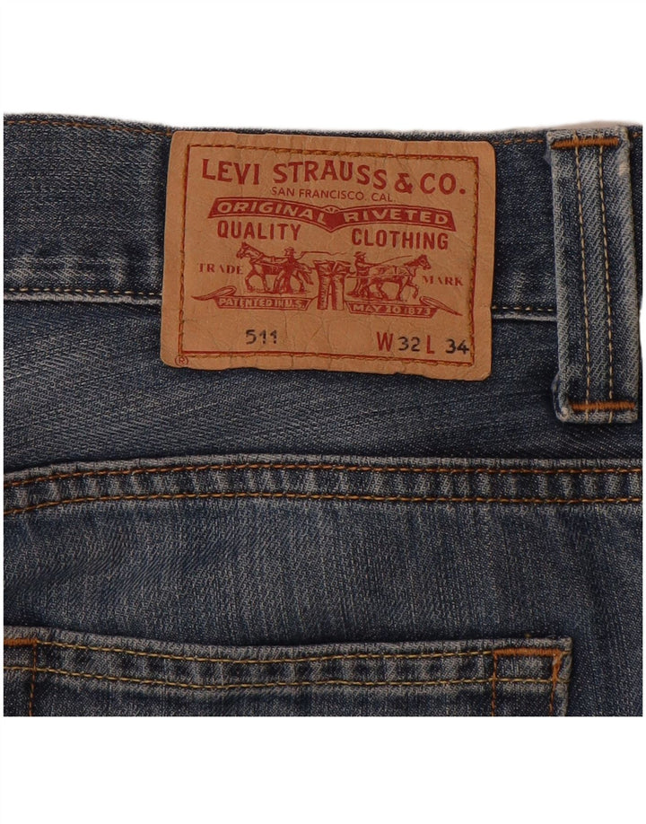 LEVI'S Herre 511 Slim Denim Shorts W32 Medium Blue Bomuld