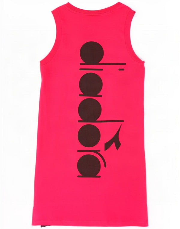 Diadora piger grafisk ærmeløs T-shirt kjole 11-12 år Pink Colourblock
