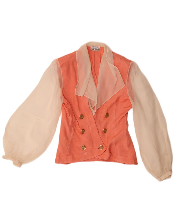 Luciano Soprani skjortebluse til kvinder UK 10 Small Pink Colourblock