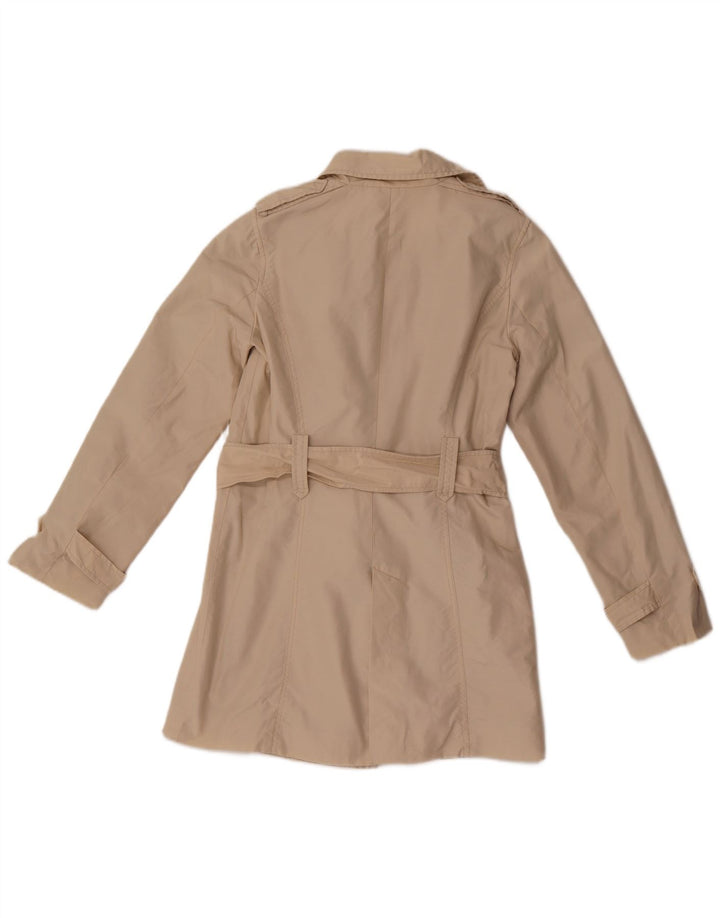Zara Kvinder Kort Trench Coat UK 10 Lille Beige Bomuld