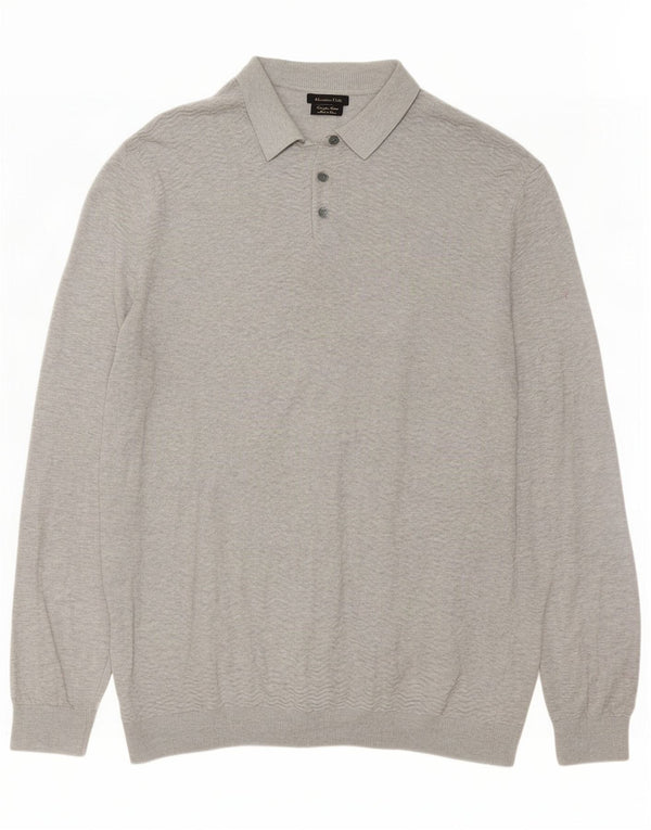 Massimo Dutti Herre Polo Neck Jumper Sweater XL Grå Bomuld