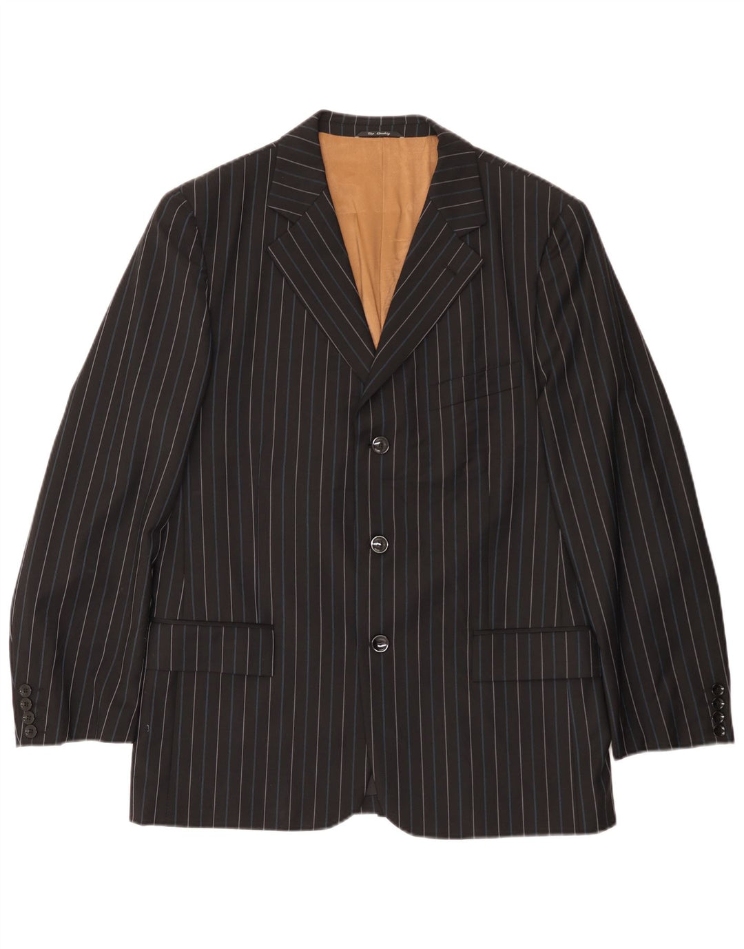 Peter & Sons Herre 3-knaps blazerjakke IT 54 2XL Sort Stribet Uld