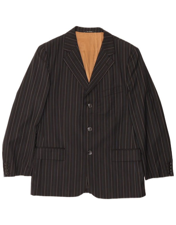 Peter & Sons Herre 3-knaps blazerjakke IT 54 2XL Sort Stribet Uld