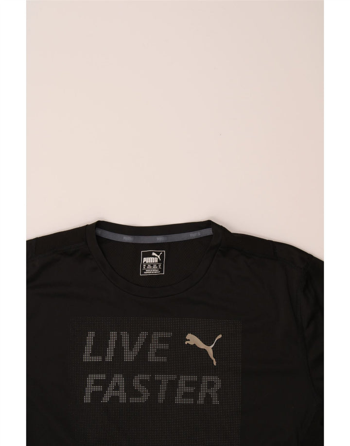 PUMA Mens Graphic T-Shirt Top XL Black Polyester Vintage Puma and Second-Hand Puma from Messina Hembry 