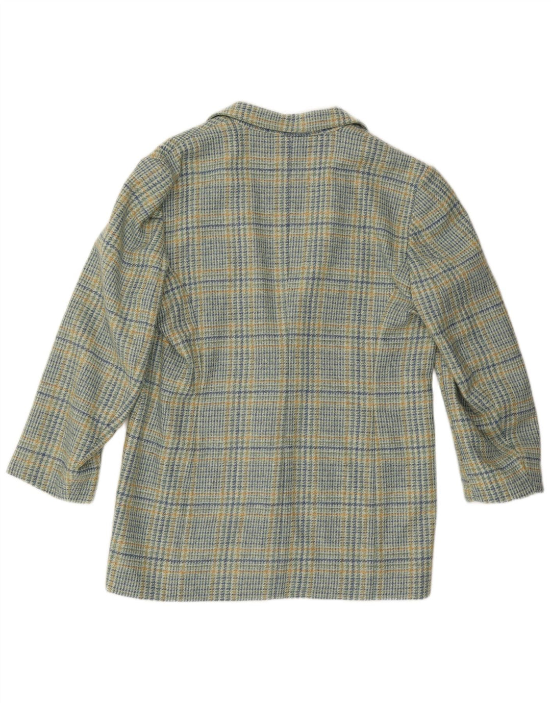 Vintage dame 2-knaps blazerjakke IT 46 Stor blå ternet uld