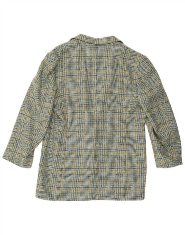 Vintage dame 2-knaps blazerjakke IT 46 Stor blå ternet uld