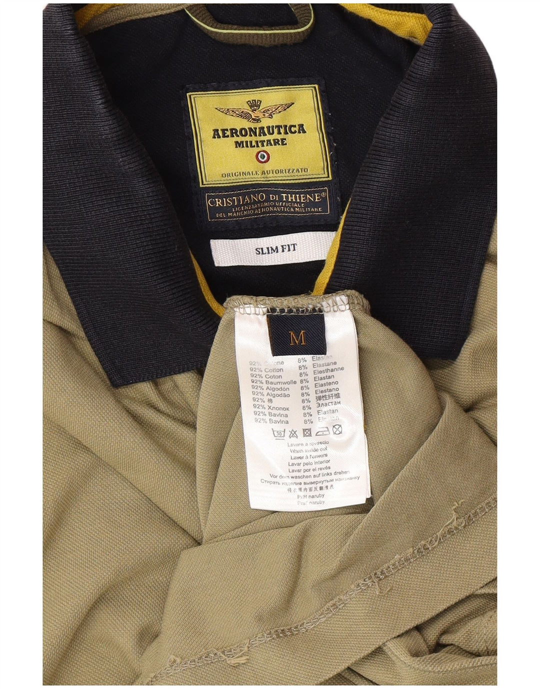 AERONAUTICA MILITARE Grafisk Slim Fit Poloshirt til mænd Medium Khaki Bomuld
