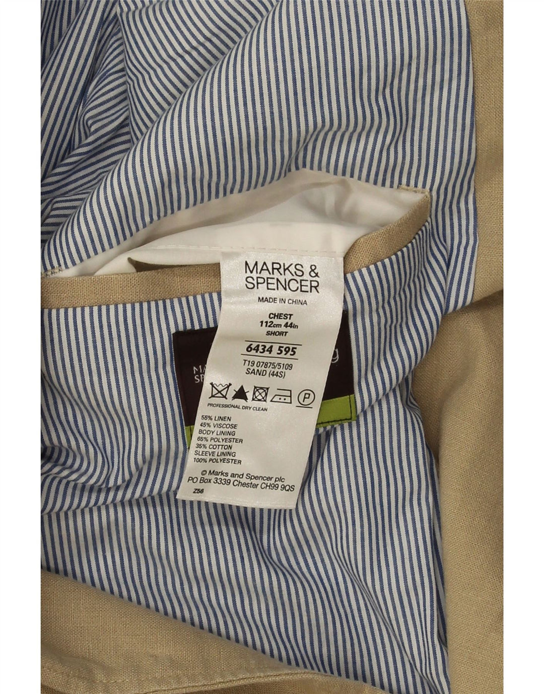 Marks & Spencer Herre 2-knaps blazerjakke UK 40 Large Beige Linen