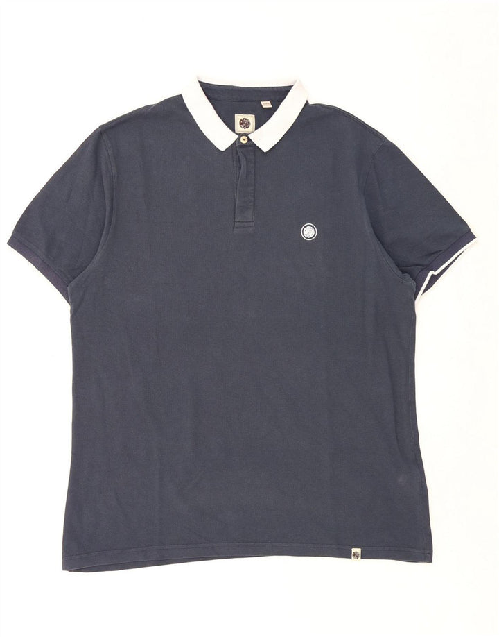 PRETTY GREEN Mens Polo Shirt Size 5 Large Navy Blue Cotton Vintage Pretty Green and Second-Hand Pretty Green from Messina Hembry 