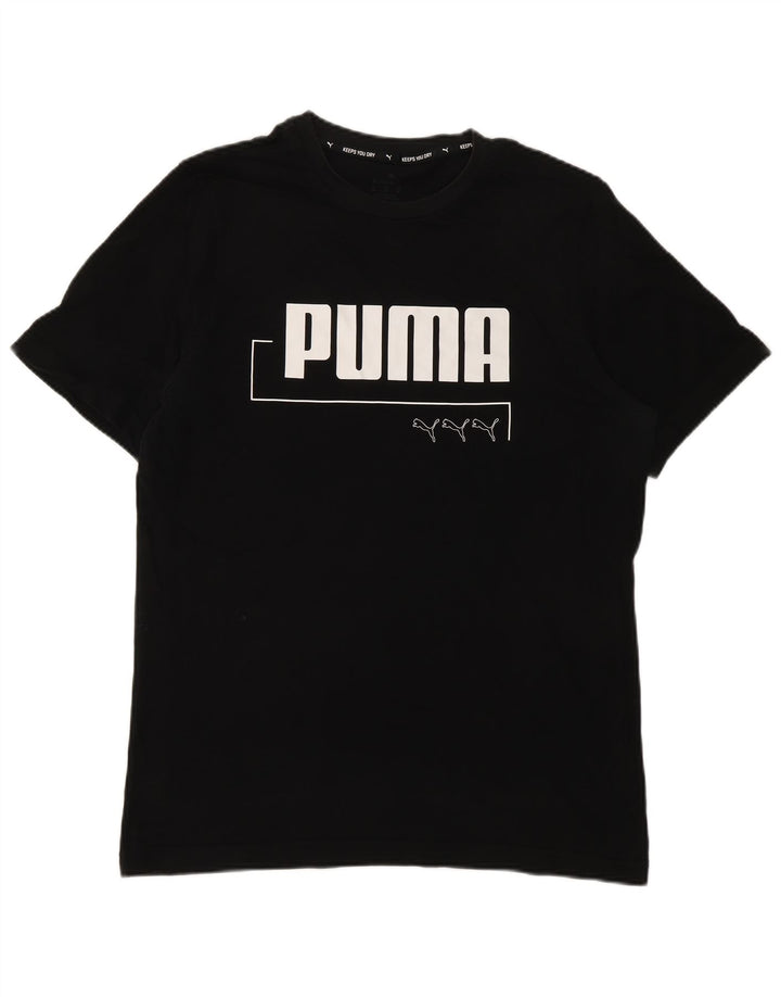 PUMA Grafisk T-shirt til mænd, medium sort bomuld