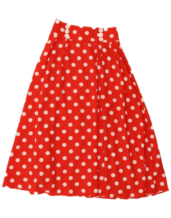 Shein Womens Flared Skirt XS W24 Rød Polka Dot Polyester