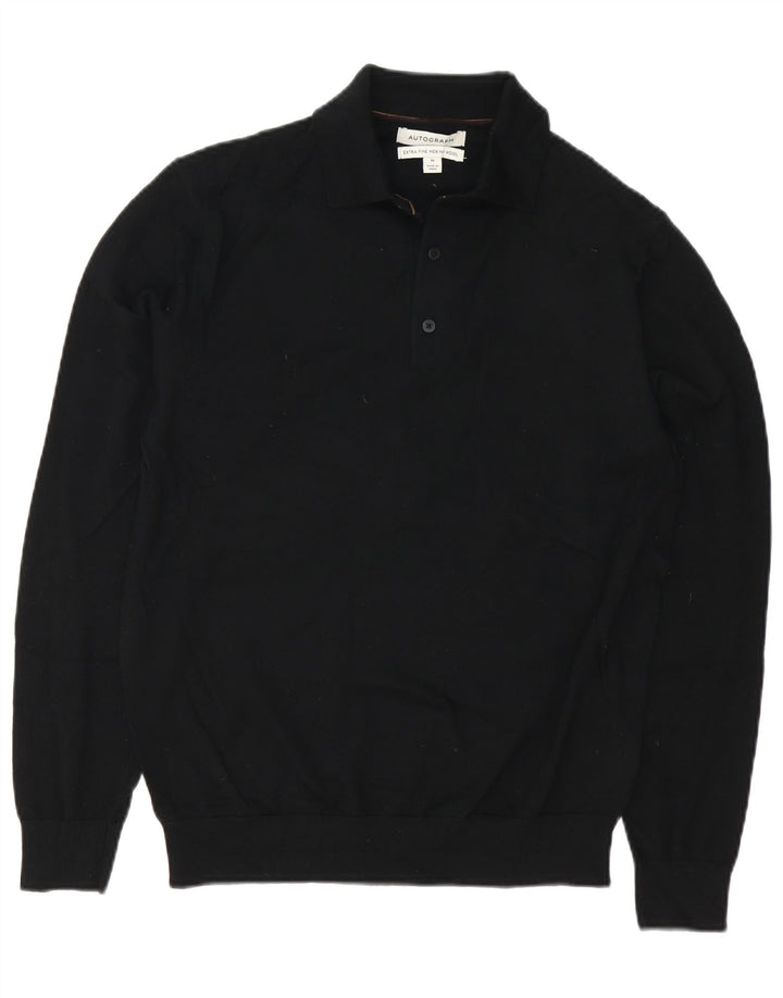 Marks & Spencer Herre Autograf Polo Neck Jumper Sweater Medium Sort