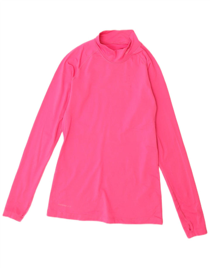 Nike Dame Dri Fit Top Langærmet UK 12 Medium Pink Polyester