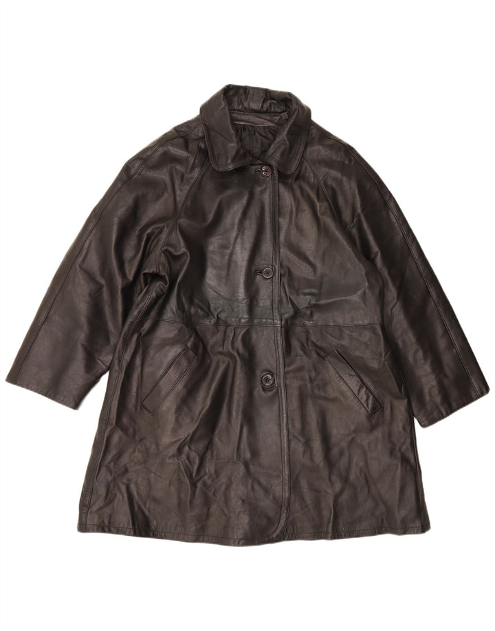 Kiros Dame Oversized Læderfrakke IT 44 Medium Sort Læder