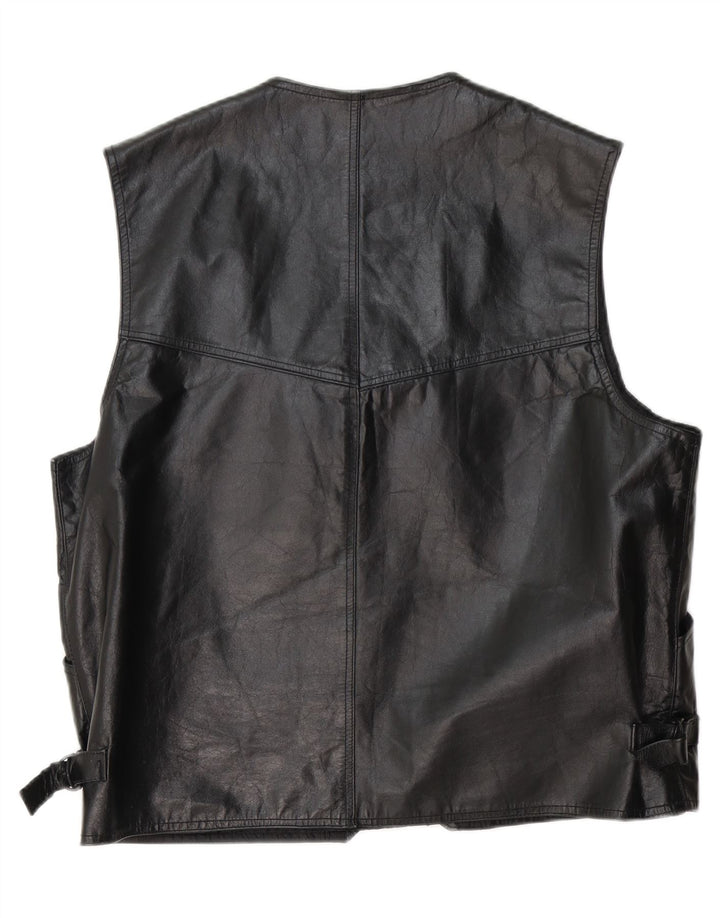 Vintage herre læder vest XL sort læder