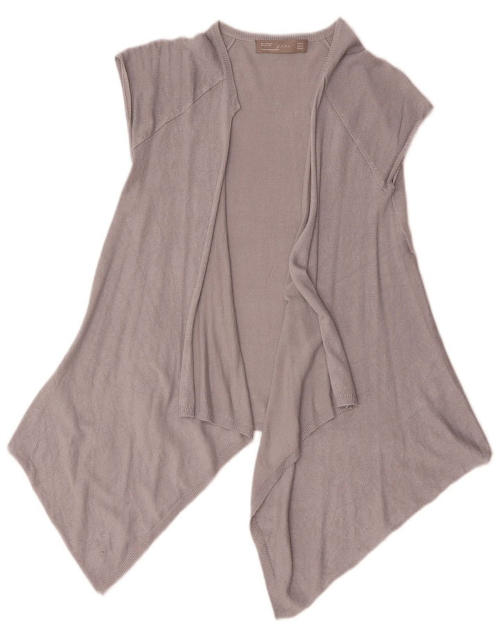 Zara Dame Asymmetric Open Cardigan Top UK 10 Small Grey