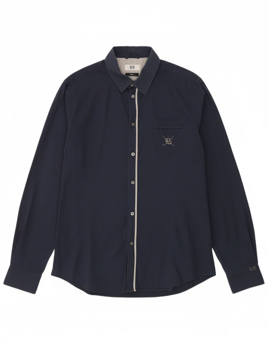 ICEBERG Mens Slim Shirt Medium Navy Blue