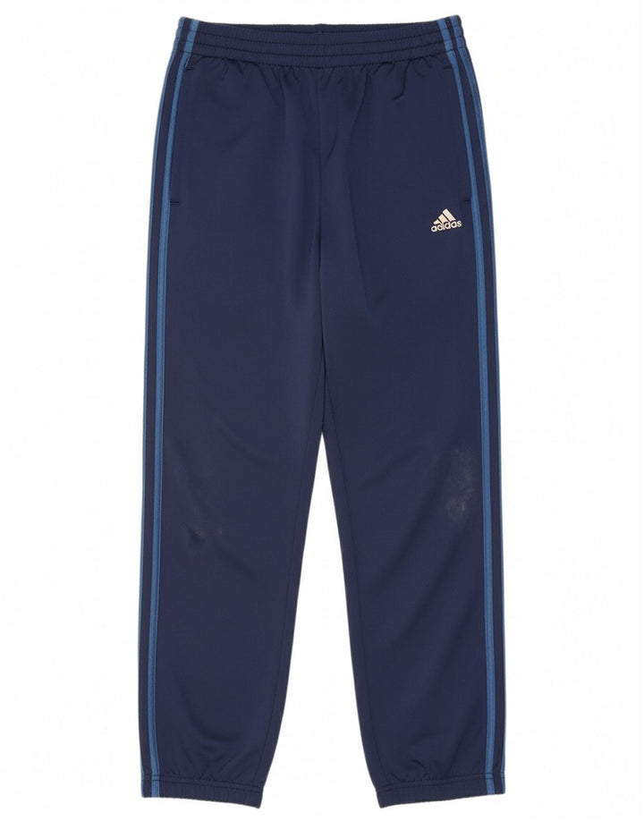 ADIDAS Boys Tracksuit Trousers Joggers 11-12 Years  Navy Blue Polyester