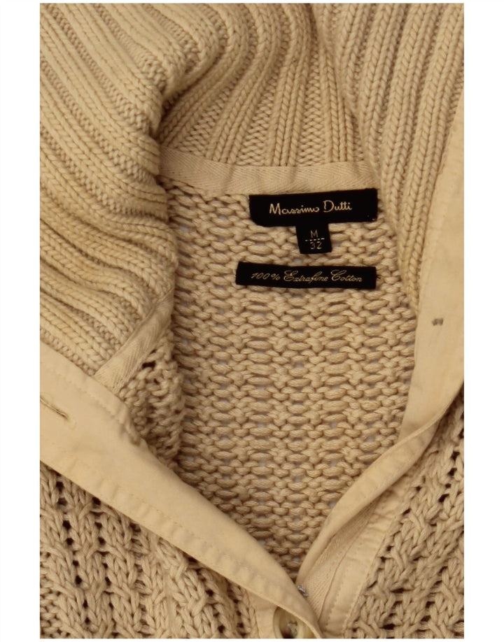 Massimo Dutti Dame Cardigan Sweater UK 12 Medium Beige Bomuld