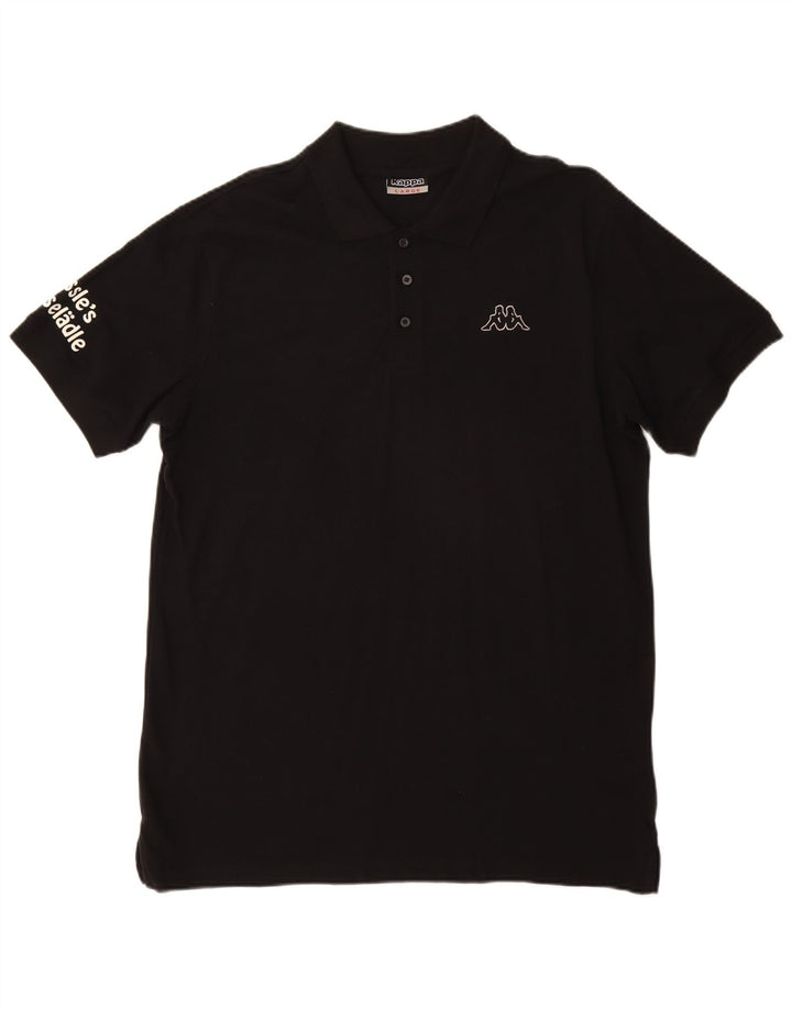 Kappa Herre grafisk poloshirt Stor sort bomuld