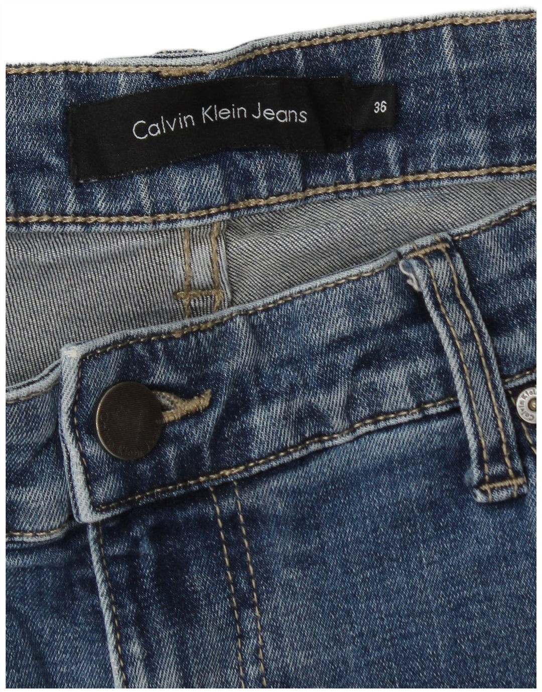 CALVIN KLEIN Straight jeans til mænd W36 L32 Blå Bomuld