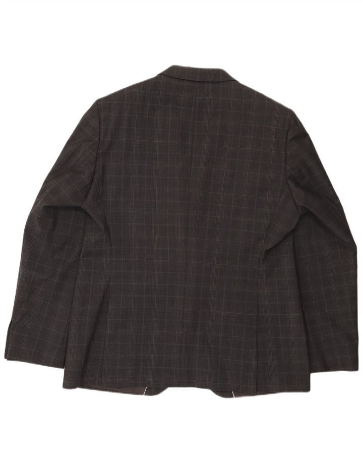 Hugo Boss Herre 2-knaps blazerjakke EU 56 3XL Grå ternet uld