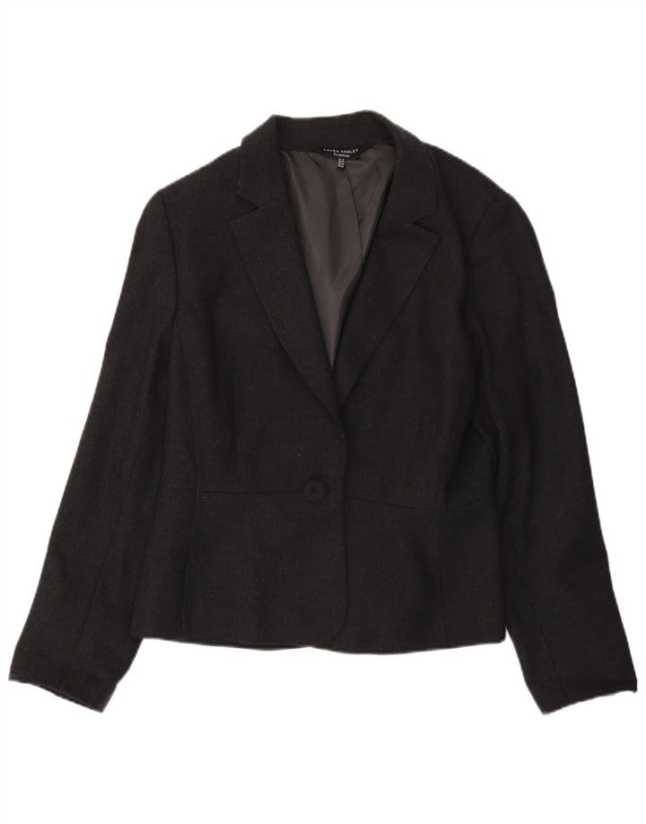 Laura Ashley Dame 1 Knap Blazer Jakke UK 18 XL Grå Uld