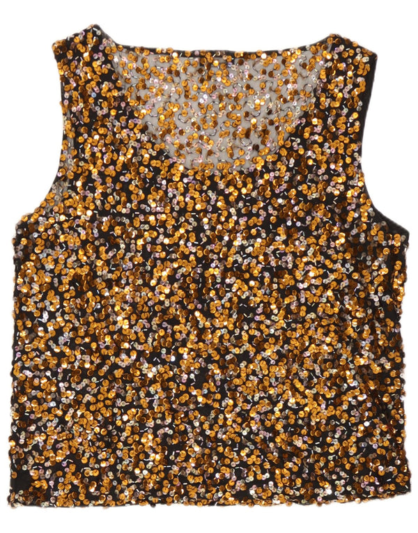 Vera Mont Dame Pailletbluse Top UK 16 Large Gold