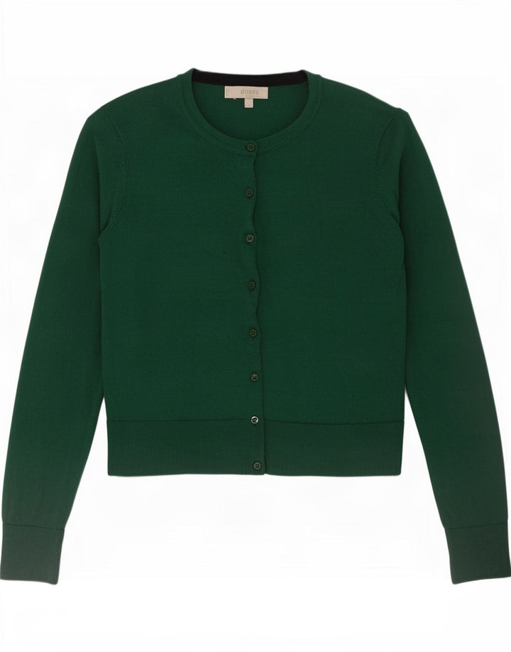 Hobbs Dame Cardigan Sweater UK 10 Lille Grøn Uld