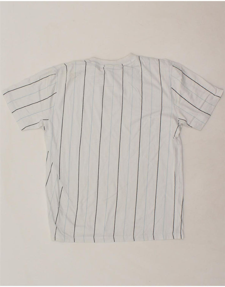 FILA Mens T-Shirt Top Small Blue Striped Cotton Vintage Fila and Second-Hand Fila from Messina Hembry 