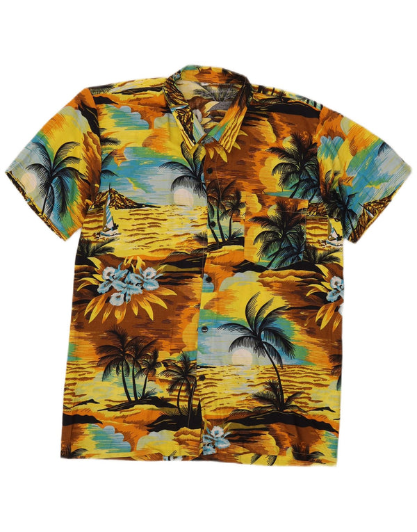 Vintage Herre grafisk kortærmet skjorte XL Multifarvet Hawaiian