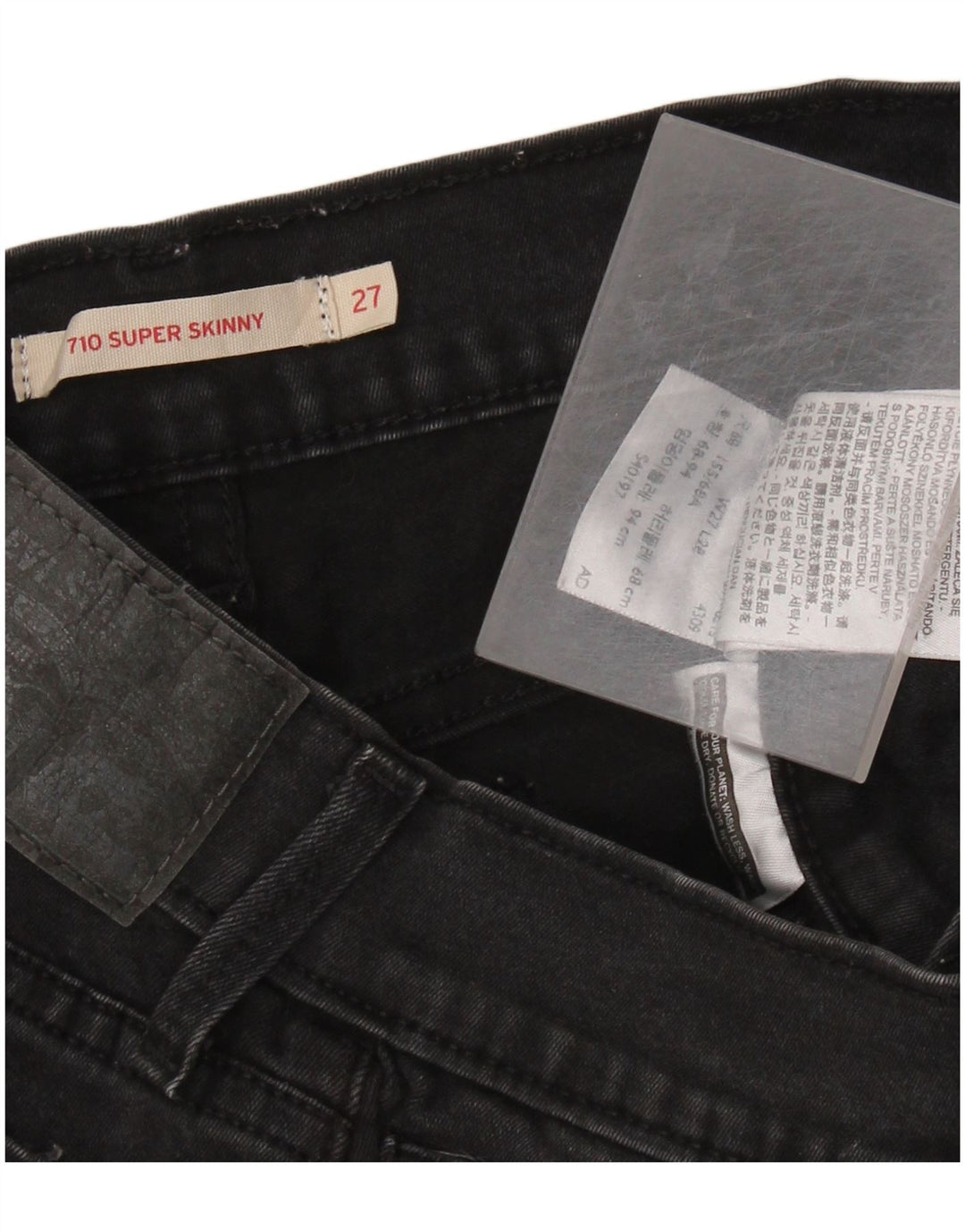 LEVI'S Dame 710 Super Skinny Jeans W27 L28 Sort Bomuld