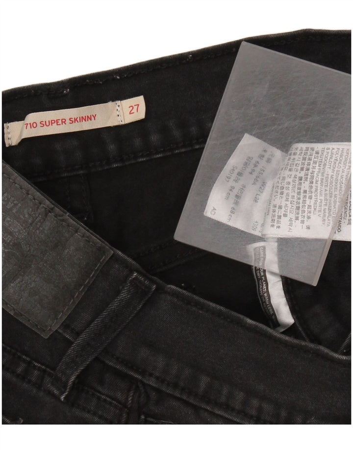 LEVI'S Dame 710 Super Skinny Jeans W27 L28 Sort Bomuld