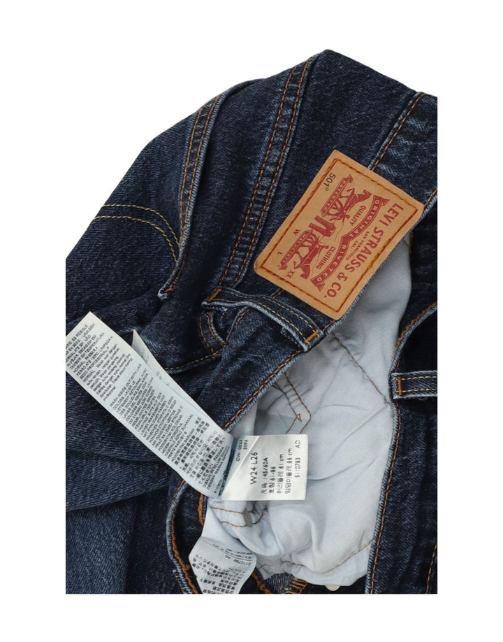LEVI'S Womens 501 Tapered Jeans W24 L26 Navy Blue Cotton