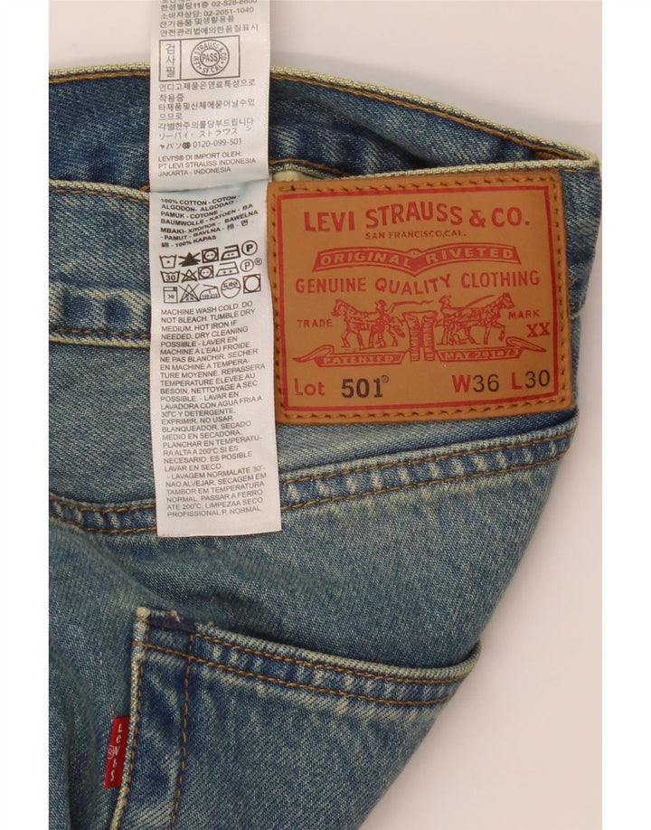 Levi's Herre 501 lige jeans W36 L28 blå bomuld