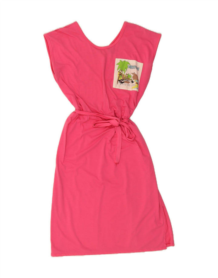 C&A Womens Graphic Sleeveless Basic Dress EU 42 Large Pink Polyester Vintage C&A and Second-Hand C&A from Messina Hembry 