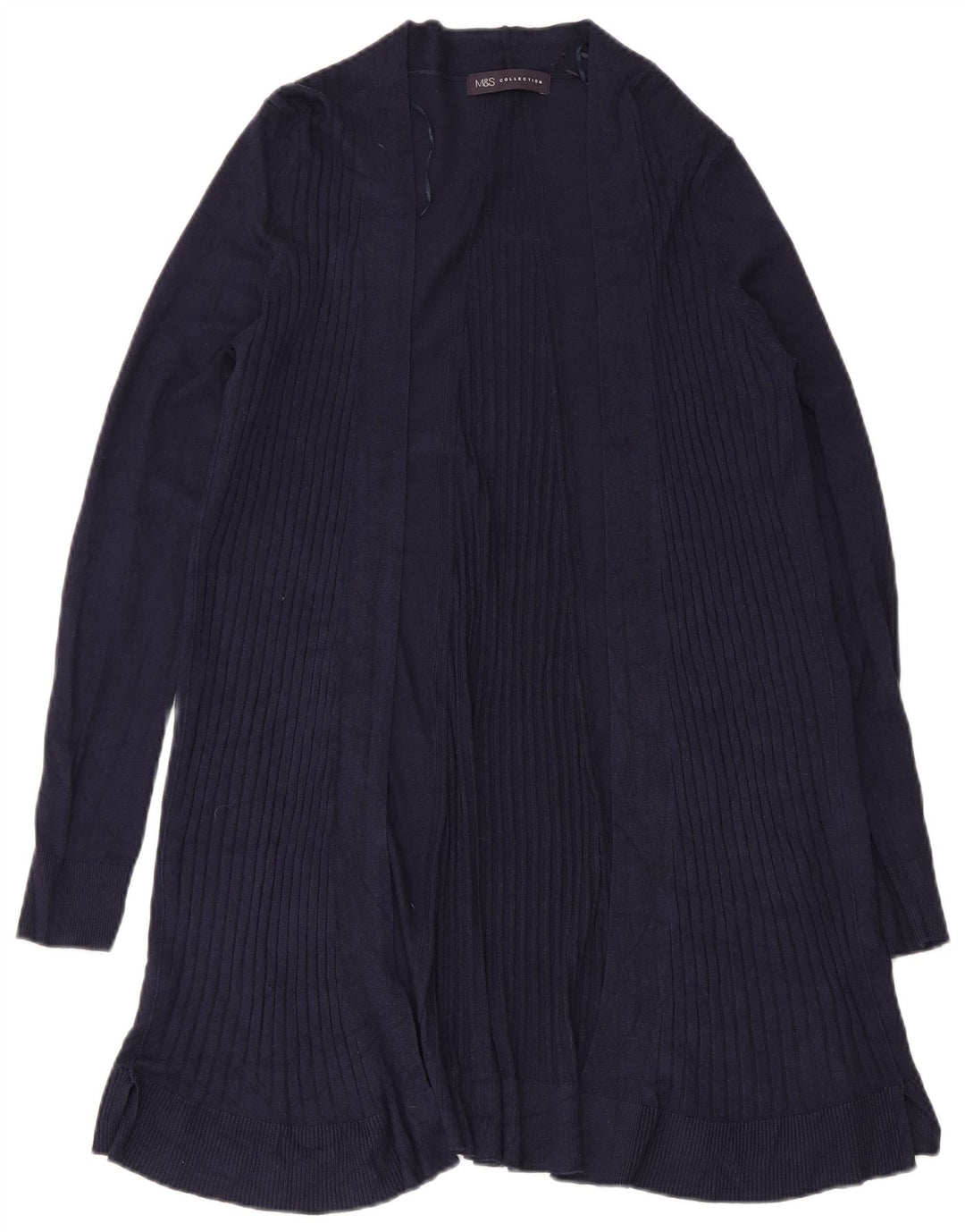 Marks & Spencer Dame Longline Åben Cardigan Sweater UK 10 Small Navy Blue