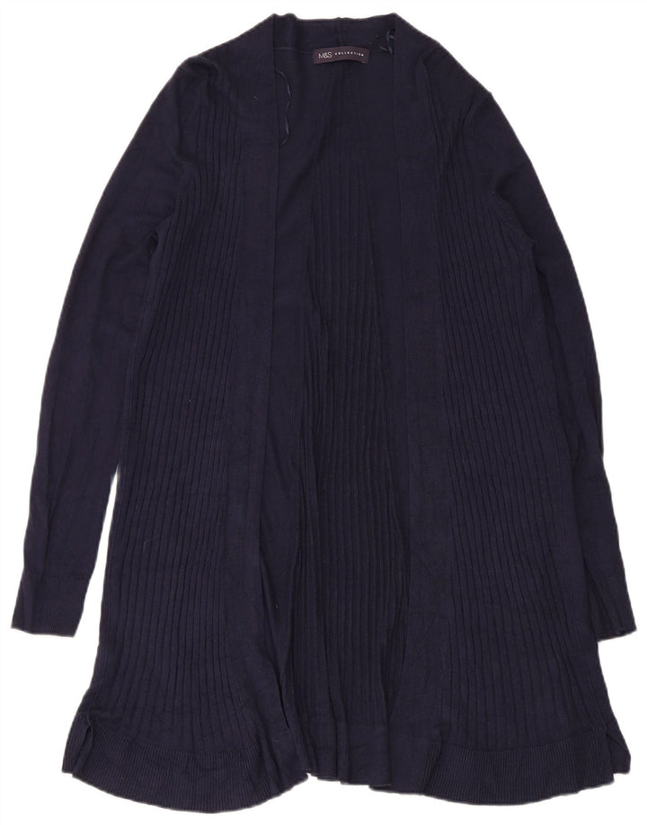 Marks & Spencer Dame Longline Åben Cardigan Sweater UK 10 Small Navy Blue