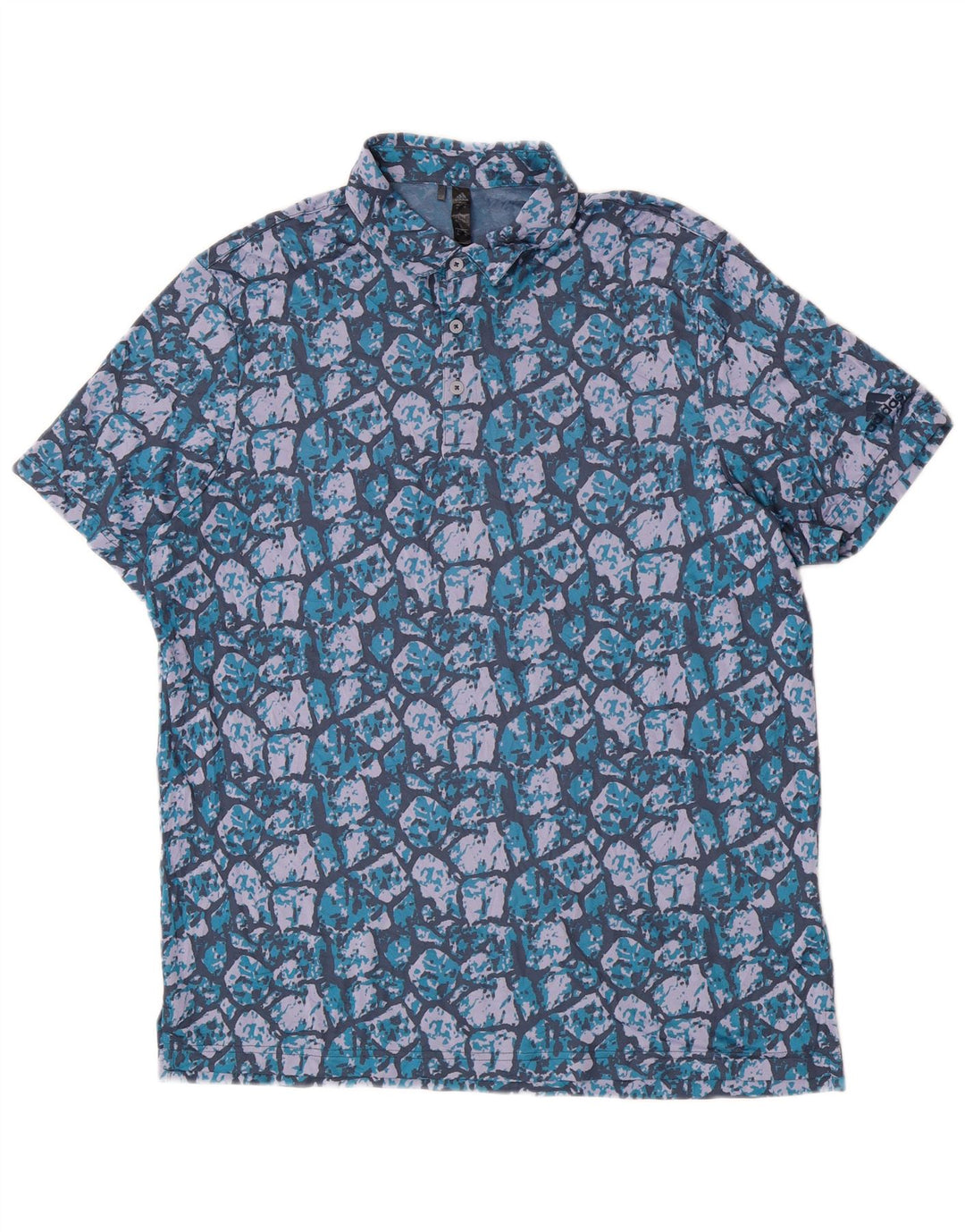 Adidas mænds abstrakt mønster poloshirt XL blå polyester