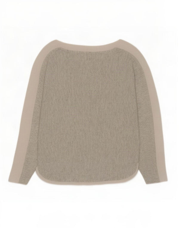 Oasis Womens Boat Neck Jumper Sweater UK 16 Large Grey Colourblock Viscose