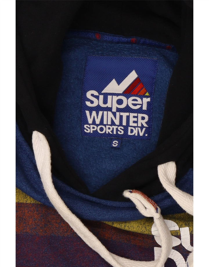 SUPERDRY Grafisk hættetrøje til mænd Small Blue Colourblock Bomuld