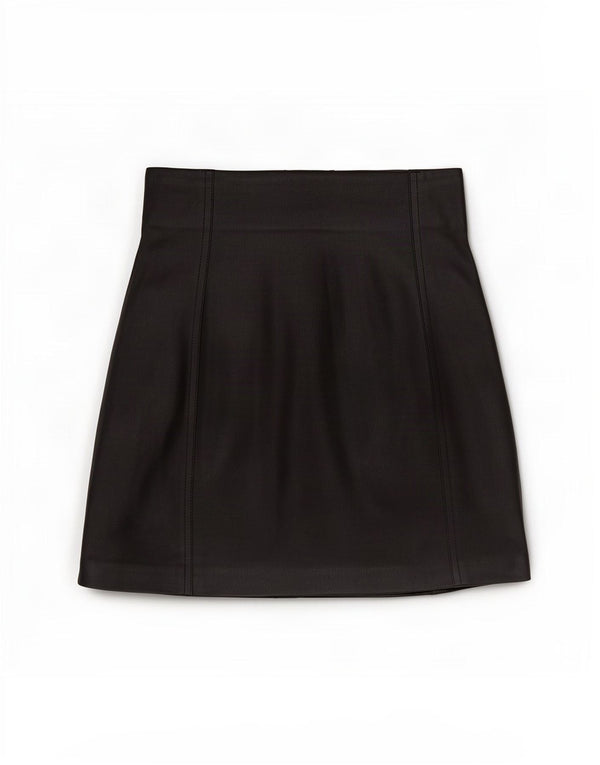 Zara Dame imiteret læder Mini-nederdel Lille W26 sort polyester