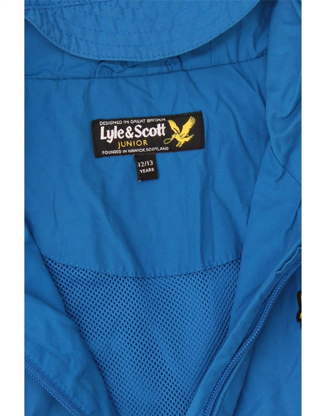Lyle & Scott drenge hætte regnjakke 12-13 år blå bomuld