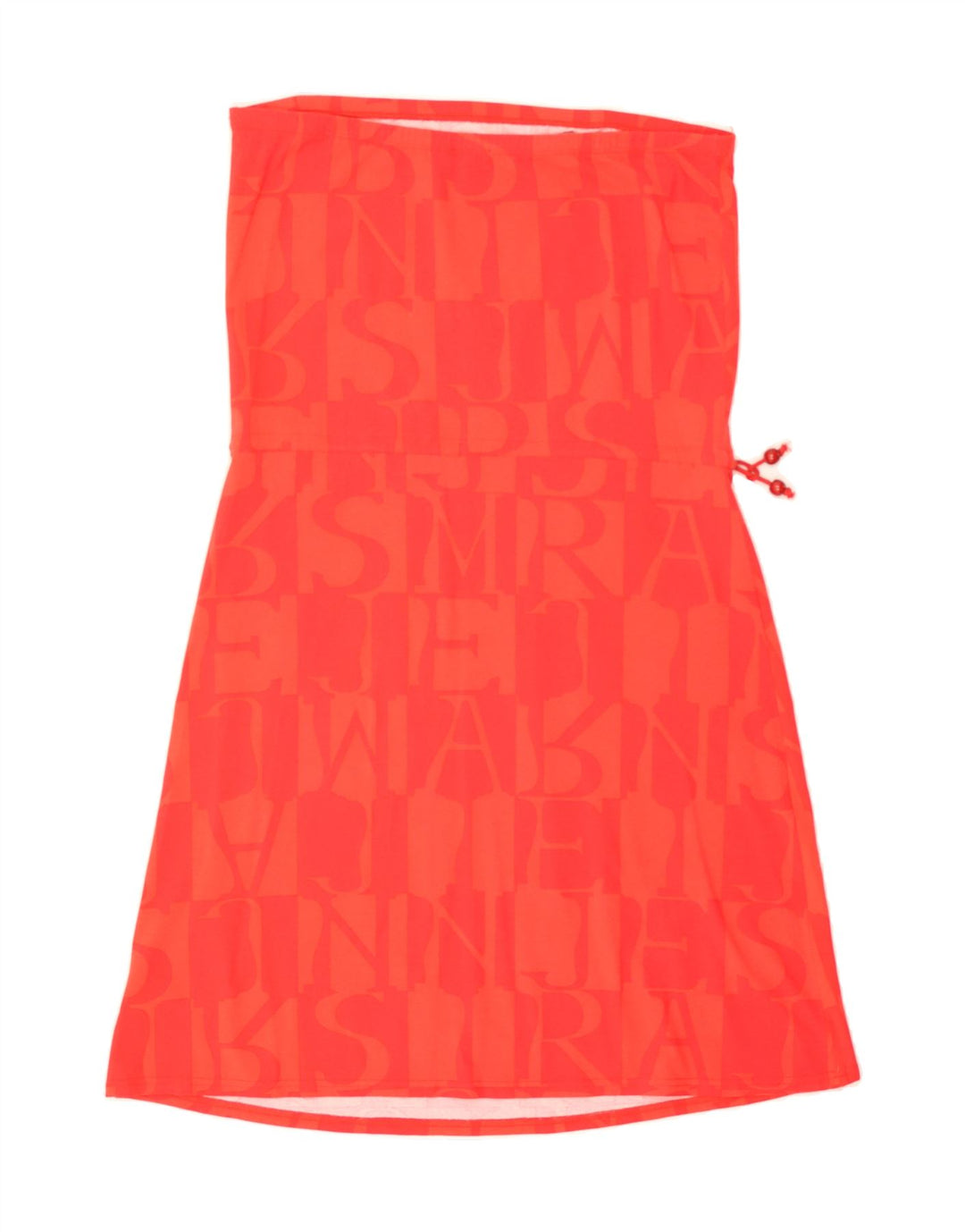ARMANI JEANS Womens Graphic Strapless Dress US 12 Large Red Viscose Vintage Armani Jeans and Second-Hand Armani Jeans from Messina Hembry 