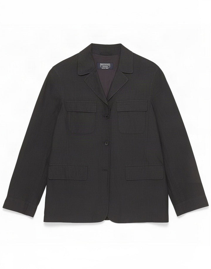 Max Mara Dame Weekend 3 Button Blazer Jacket UK 8 Small Black Linen