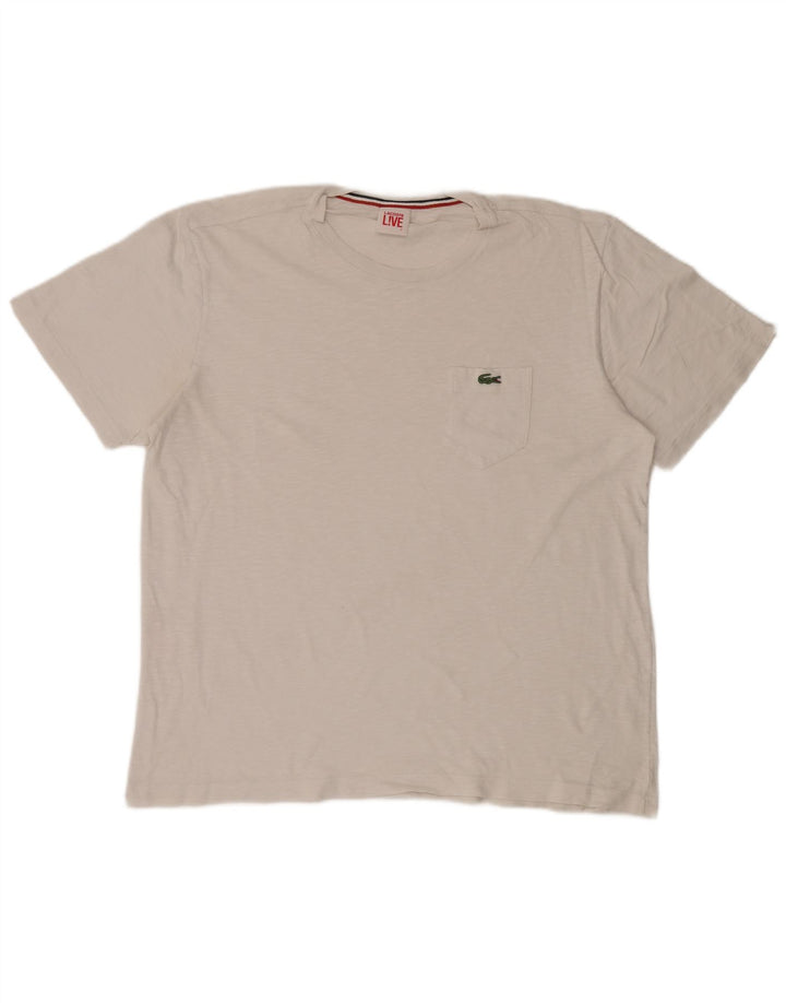 Lacoste Herre T-Shirt Top Størrelse 7 2XL Hvid Flecked Bomuld