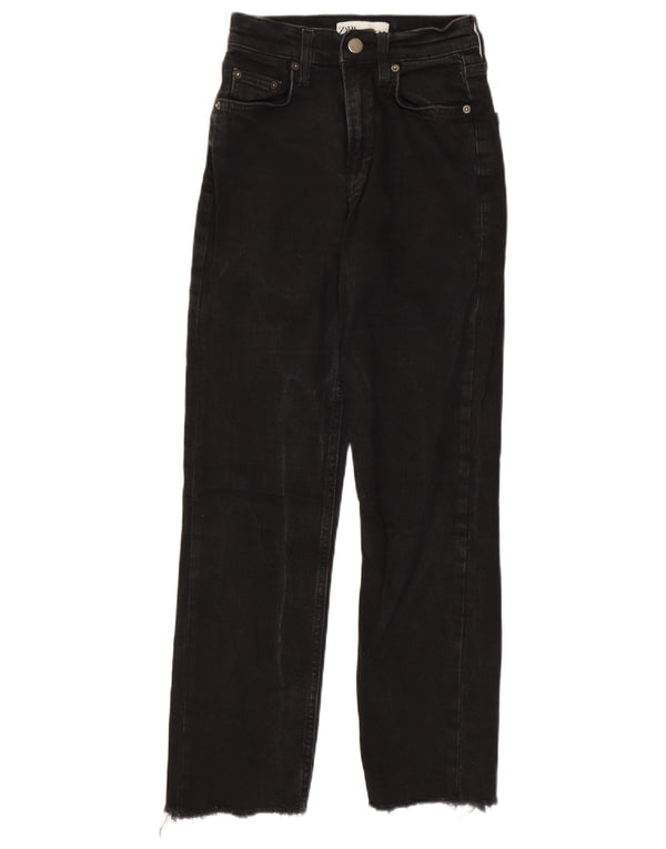 Zara Dame Straight Jeans EU 34 2XS W24 L26 Sort