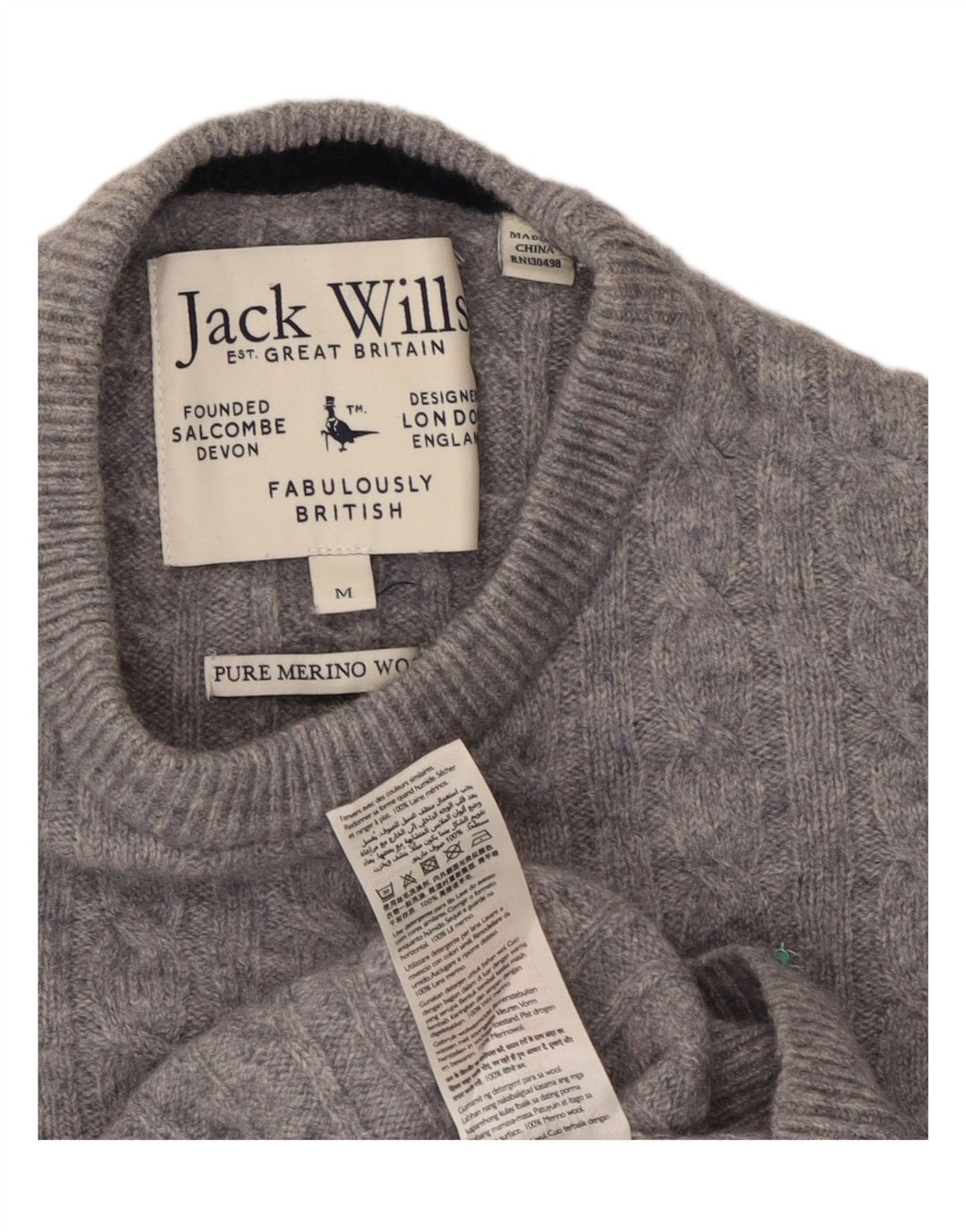 Jack Wills Dame Jumper Sweater UK 14 Medium Grey Flecked Wool