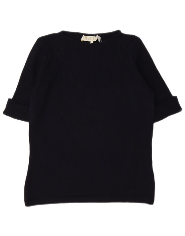 Marella Dame Kortærmet Boat Neck Jumper Sweater UK 10 Small Navy Blue