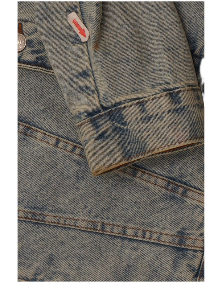 Zara Herre Denim Sherpa Jacket UK 40 Large Blue Polyester